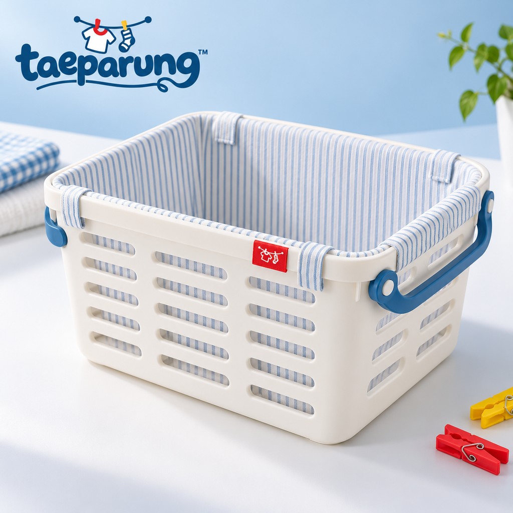 taeparung™ Small Load Desktop Basket — Mini Laundry Basket Organizer with Folding Handles for Desk, Vanity & Entryway Storage