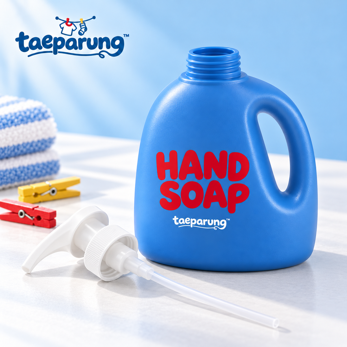 taeparung™ Soap Shift Refillable Soap Dispenser — Laundry Bottle-Inspired Hand Soap Pump, 12 fl oz Bathroom & Kitchen Counter Accessory