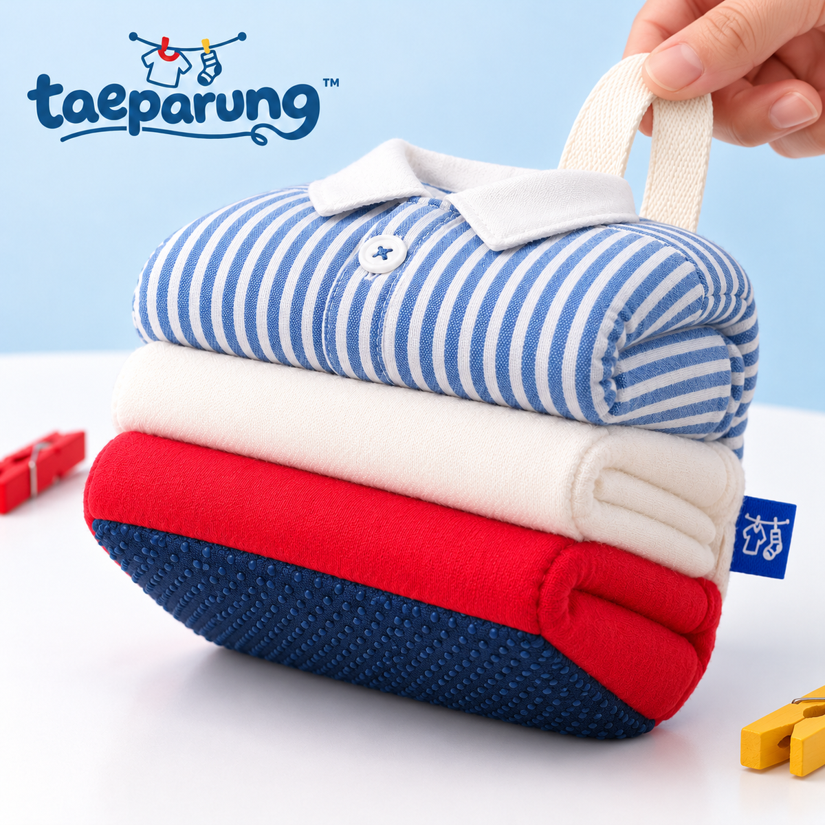 taeparung™ Folded & Done Weighted Fabric Doorstop — Stacked Laundry Door Holder with Carry Loop for Indoor Rooms