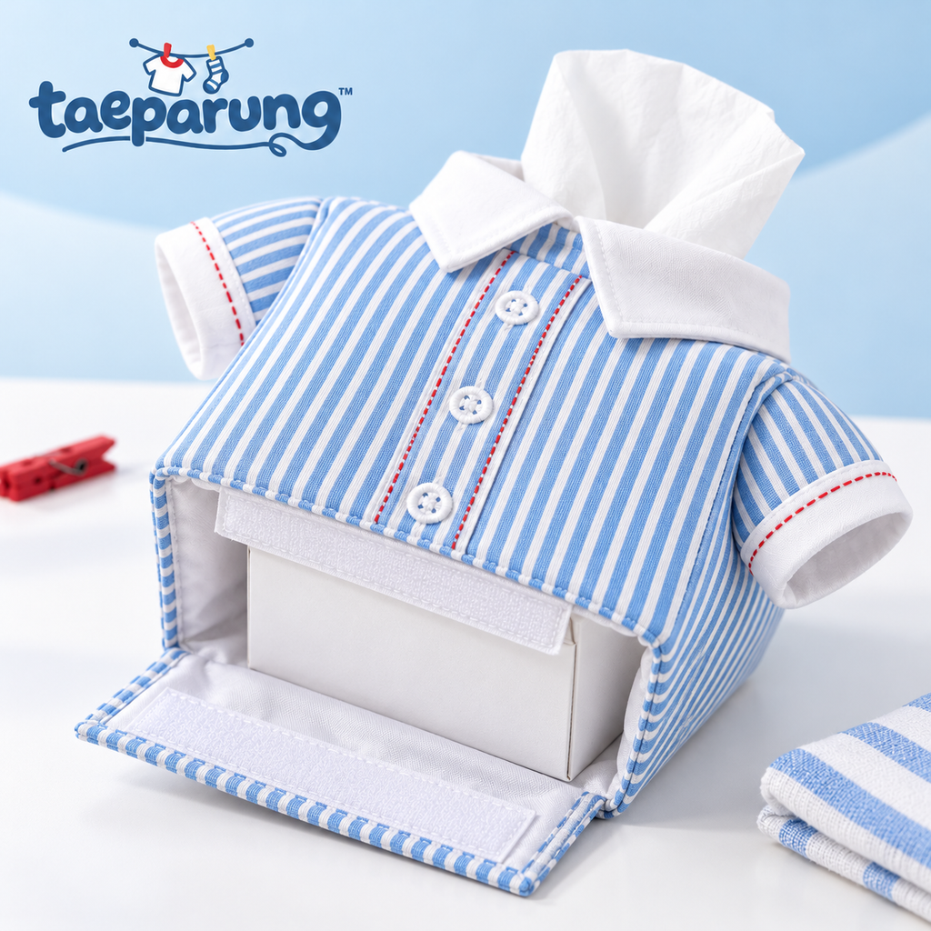 taeparung™ Fresh Collar Shirt Tissue Box Cover — Fabric Cube Tissue Holder with Collar Opening, Decorative Desk & Bathroom Accessory