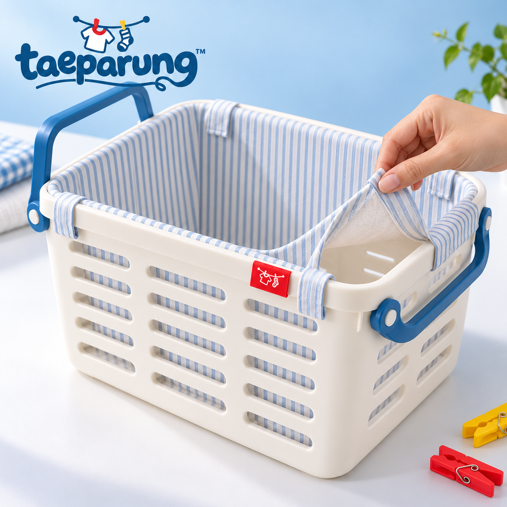 taeparung™ Small Load Desktop Basket — Mini Laundry Basket Organizer with Folding Handles for Desk, Vanity & Entryway Storage