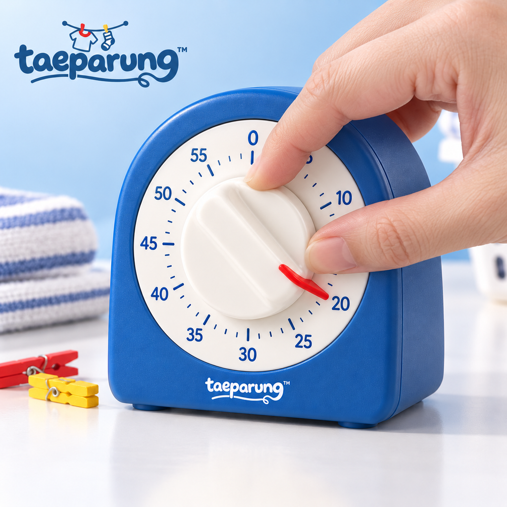 taeparung™ Cycle Dial Mechanical Timer — 60-Minute Wind-Up Countdown Timer with Laundry Control Dial Design, No Batteries Required