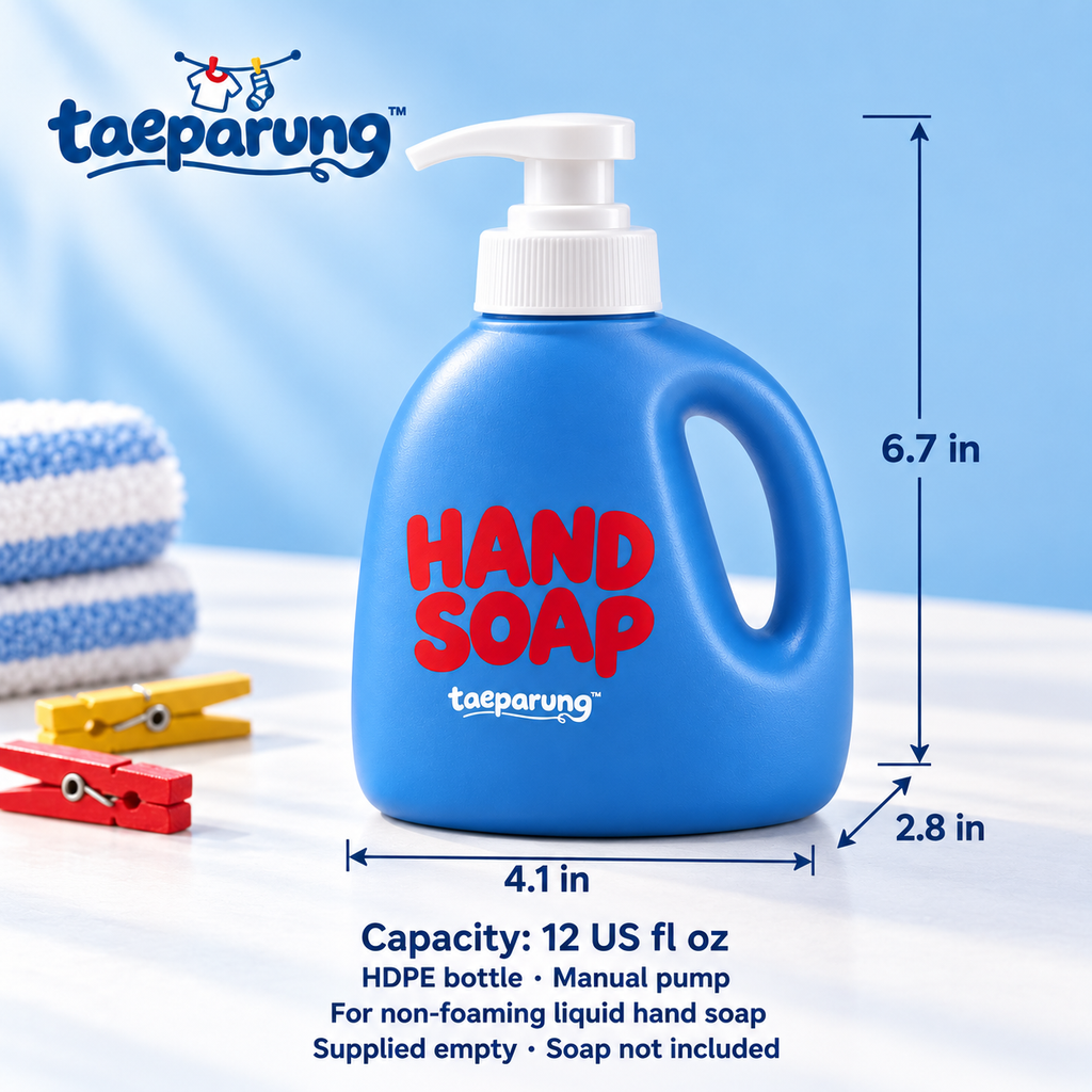taeparung™ Soap Shift Refillable Soap Dispenser — Laundry Bottle-Inspired Hand Soap Pump, 12 fl oz Bathroom & Kitchen Counter Accessory