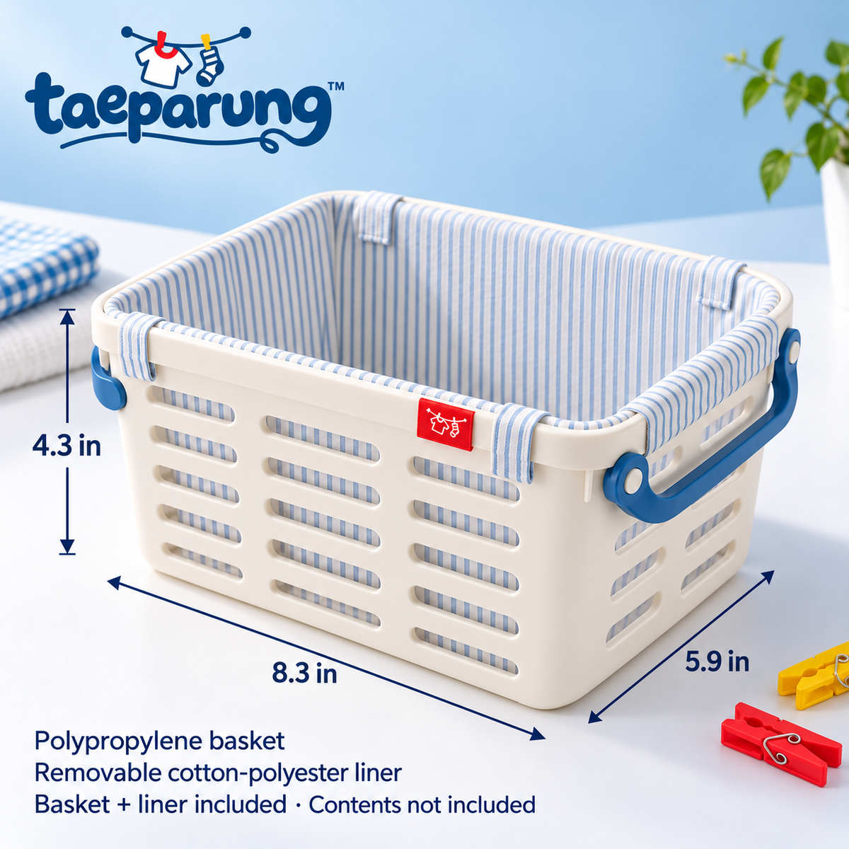 taeparung™ Small Load Desktop Basket — Mini Laundry Basket Organizer with Folding Handles for Desk, Vanity & Entryway Storage
