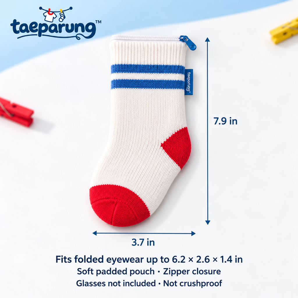 taeparung™ Missing Sock Eyeglass Pouch — Padded Soft Glasses Sleeve, Knit Sock-Shaped Sunglasses Case for Everyday Carry