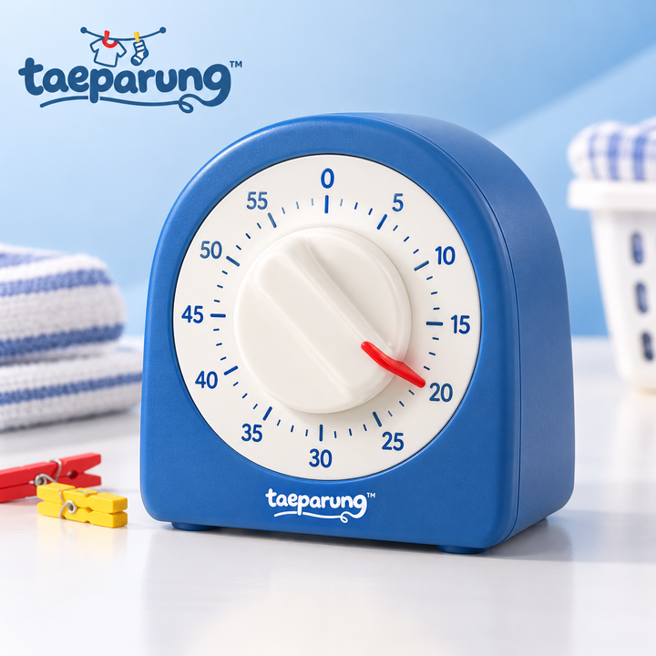 taeparung™ Cycle Dial Mechanical Timer — 60-Minute Wind-Up Countdown Timer with Laundry Control Dial Design, No Batteries Required